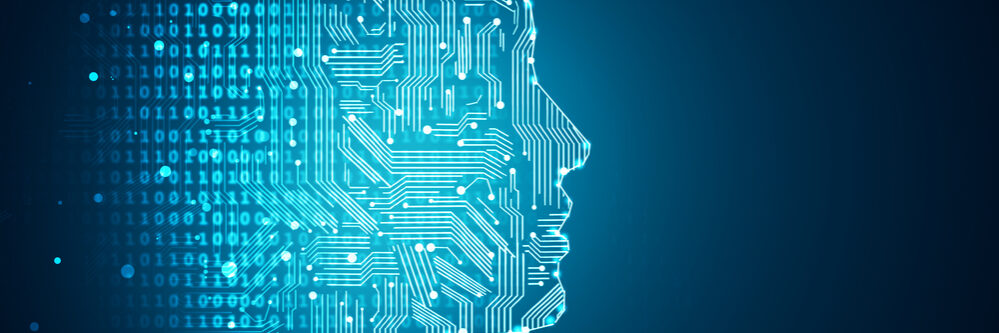 Artificial,Intelligence.,Human,Head,Outline,With,Circuit,Board,Inside.,Technology