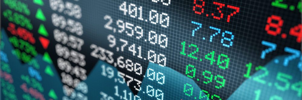 Close-up,View,Of,A,Stock,Market,Data,Board,(3d,Render)