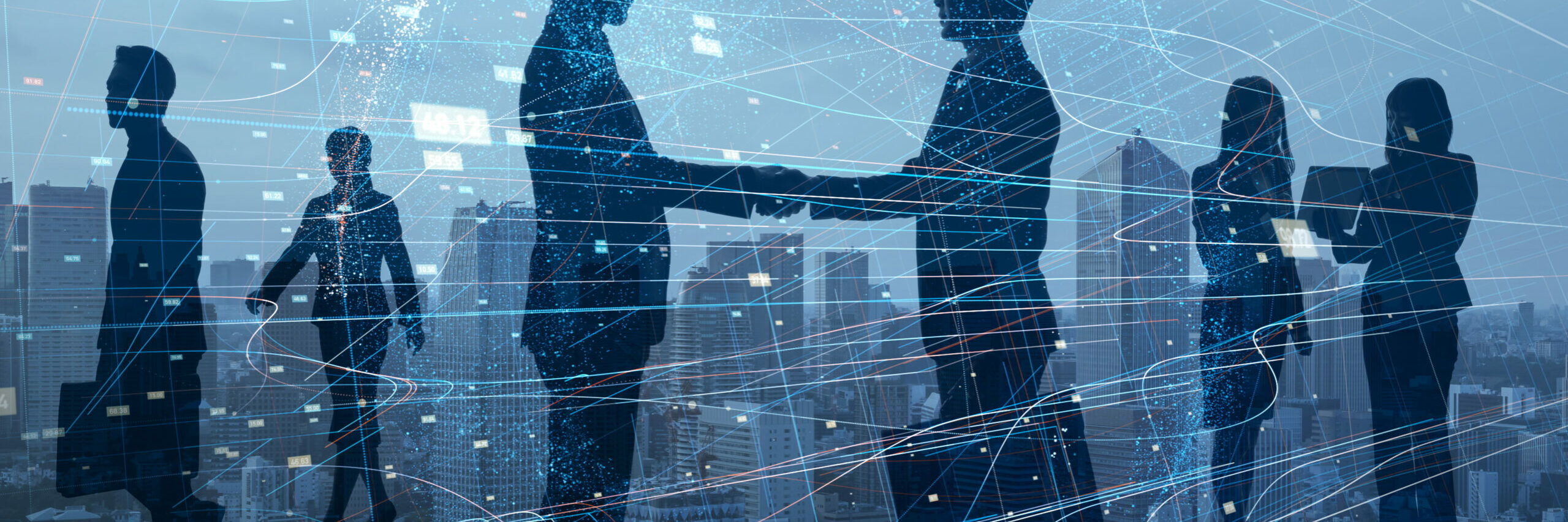 Silhouettes,Of,Group,Of,Businessperson.,Global,Business,Network,Concept.
