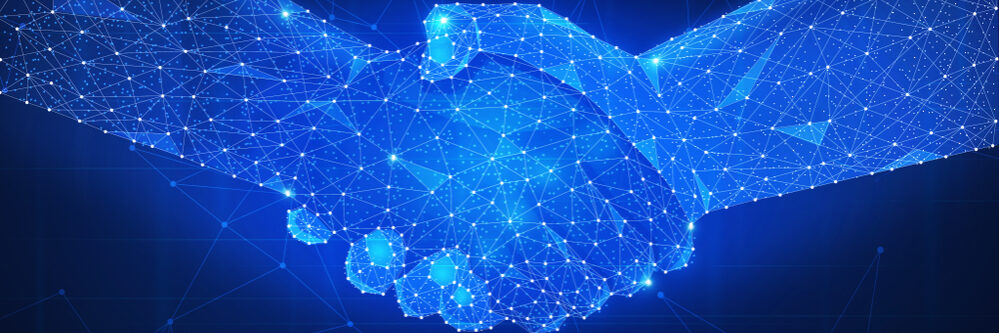 Two,Hands,Handshake,Polygonal,Low,Poly,Hud,Illustration.,Smart,Contract