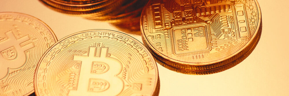 Conjunto,De,Criptomonedas,Bitcoin,Doradas