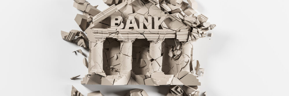 Ruined,Bank,On,A,White,Background.,The,Concept,Of,The